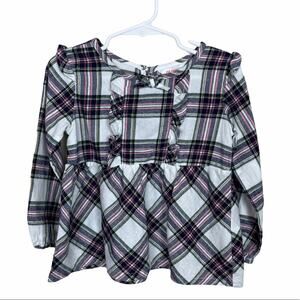 Joe Fresh Long Sleeve Plaid Ruffle Blouse 18-24 M
